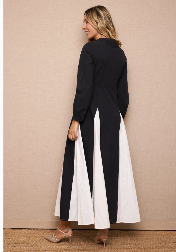 A Sweet Magic Moda Complementos Posh Black and White long Elegant Dress