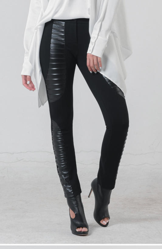 Metamorphoza Beautiful Stylish and Extravagant Black Leggins Style Pants with Faux Leather.