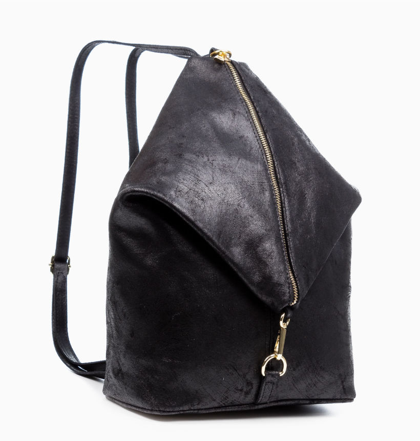 FIRENZE ARTEGIANI.'s Cute Lorena Women's Backpack Bag. Genuine Italian Leather Suede Washed. Tan Brown