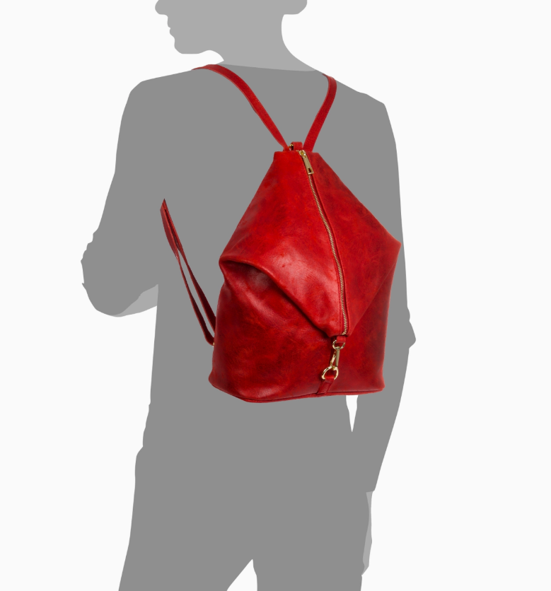 FIRENZE ARTEGIANI.'s Cute Lorena Women's Backpack Bag. Genuine Italian Leather Suede Washed. Tan Brown