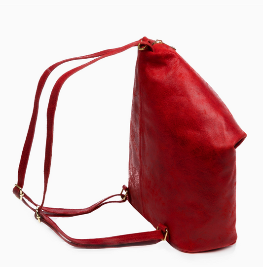 FIRENZE ARTEGIANI.'s Cute Lorena Women's Backpack Bag. Genuine Italian Leather Suede Washed. Tan Brown