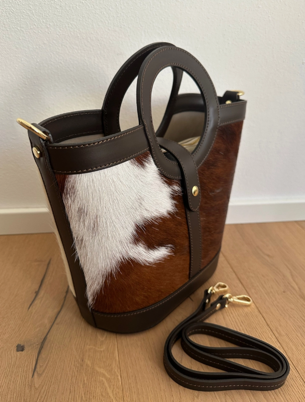 Circle- "Little Horse Cute Tote Bag with a Large inner purse Handmade with 100% Italian Leather