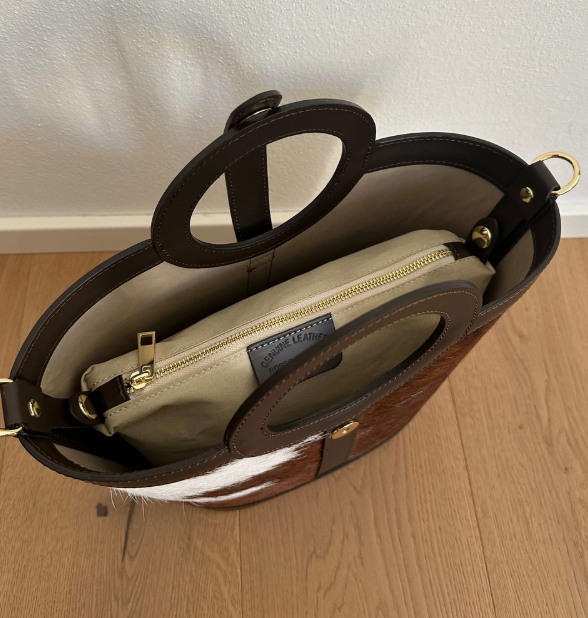 Circle- "Little Horse Cute Tote Bag with a Large inner purse Handmade with 100% Italian Leather