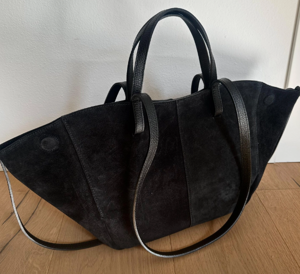 Daffi- Suede Feel Good Ladies Work Tote Bag Pure 100% Italian Leather and Simple Craftsmanship  - Cognac  Brown