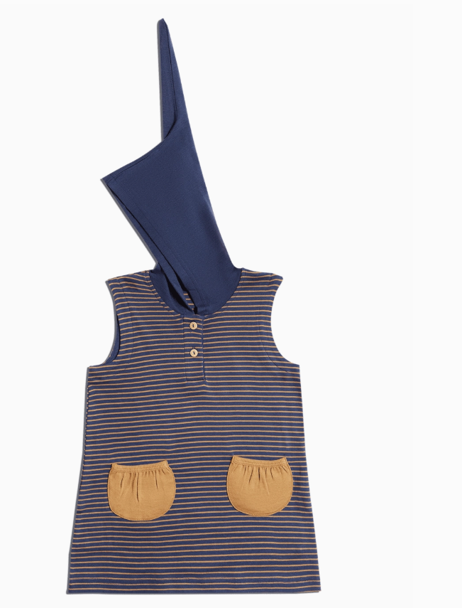 100% Organic Cotton Baby Tunic Dresses Indigo Lion Navy Stripped navy Pockets