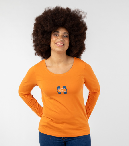 Women's Organic Cotton Shirt Basic long Amber Orange Fair Product