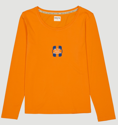 Women's Organic Cotton Shirt Basic long Amber Orange Fair Product