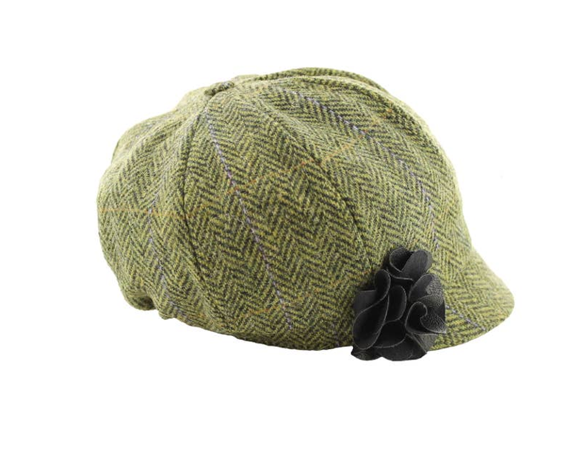 IRISH MUCROS WEAVERS Ladies 100% Wool Newsboy Cap 51 Colour Multi Irish Tweed Green