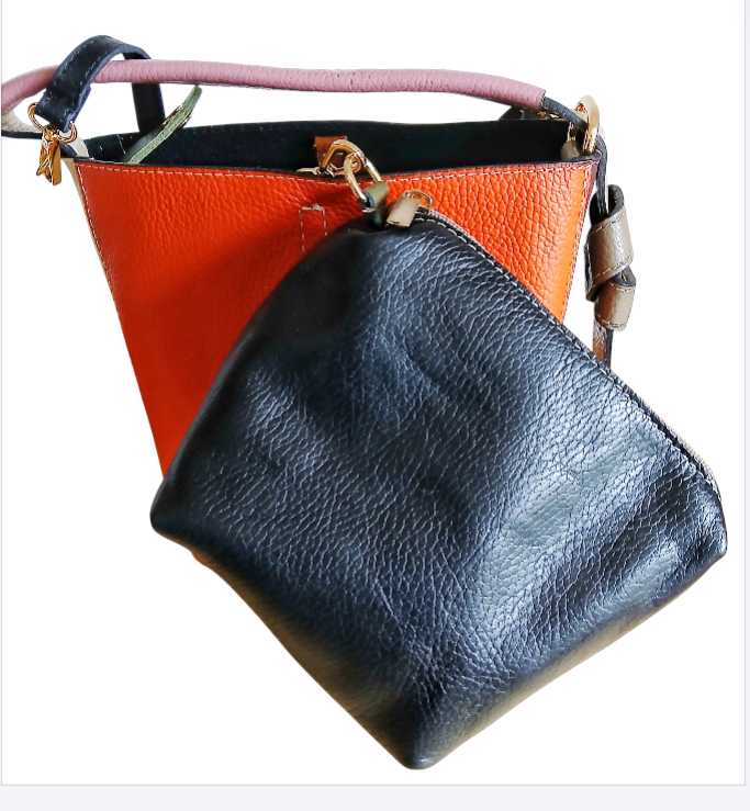 CHENSON & GORETT Beautiful Multicolour and Exclusive Italian Leather Bag with Women's Inner Bag