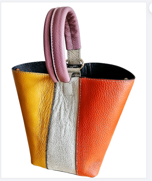 CHENSON & GORETT Beautiful Multicolour and Exclusive Italian Leather Bag with Women's Inner Bag