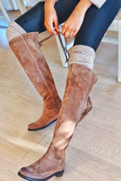 MOONRISE Knee Boots - Leather  Over knee Yuni Brown Taupe