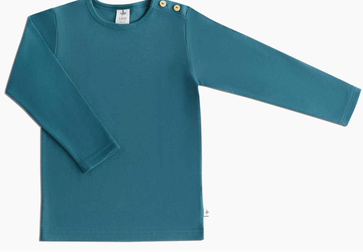 LEELA COTTON Baby Basic Long sleeve  Colour Blue  Kids  Top 100% Organic Cotton