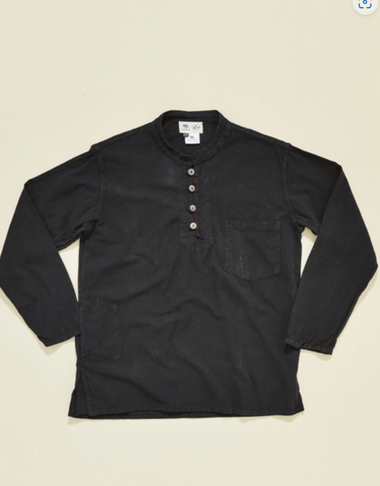 NAMASTE Kathmandu Long Sleeve Kurta Shirt Colour Black   XL